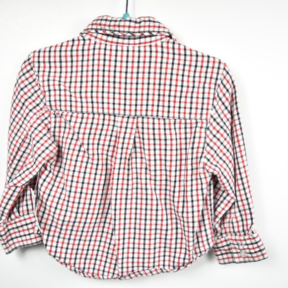 Red white and blue plaid long sleeve button down - Picture 5 of 6